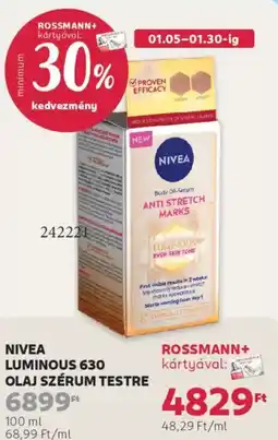 Rossmann Nivea Luminous 630 olaj szérum testre ajánlat