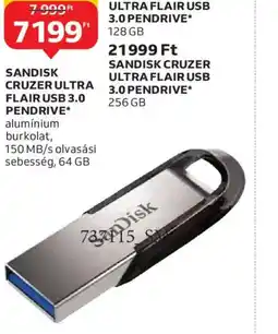 Auchan SANDISK CRUZER ULTRA FLAIR USB 3.0 PENDRIVE ajánlat
