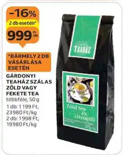 Auchan Gárdonyi Teaház Szálas Zöld vagy Fekete Tea ajánlat