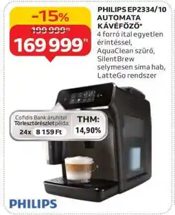 Auchan PHILIPS EP2334/10 AUTOMATA KÁVÉFŐZŐ ajánlat