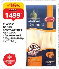 Auchan CLASSIC GYORSFAGYASZTOTT ALASZKAI TŐKEHALFILÉ ajánlat
