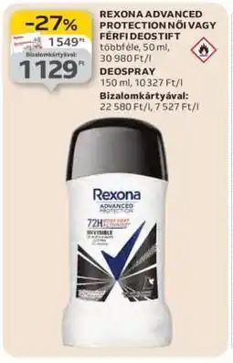 Auchan REXONA ADVANCED PROTECTION NŐI VAGY FÉRFI DEOSTIFT ajánlat