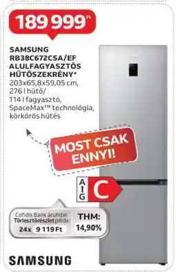 Auchan SAMSUNG RB38C672CSA/EF ALULFAGYASZTÓS HŰTŐSZEKRÉNY ajánlat