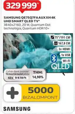 Auchan SAMSUNG QE75Q7FAAUX XH 4K UHD SMART QLED TV ajánlat