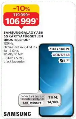 Auchan Samsung Galaxy A36 5G Kártyafüggetlen Okostelefon ajánlat