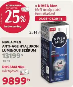 Rossmann Nivea Men Anti-Age Hyaluron luminous szérum ajánlat
