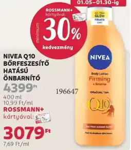 Rossmann Nivea Q10 bőrfeszesítő hatású önbarnító ajánlat