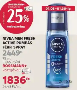 Rossmann Nivea Men Fresh Active Pumpás férfi spray ajánlat