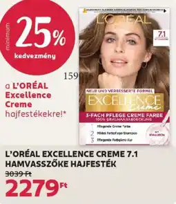 Rossmann L'Oréal Excellence Creme 7.1 hamvasszőke hajfesték ajánlat