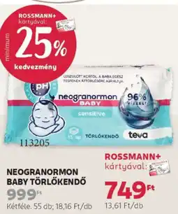 Rossmann Neogranormon Baby törlőkendő ajánlat