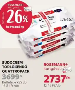 Rossmann Sudocrem törlőkendő quattropack ajánlat