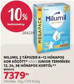 Rossmann Milumil 2 tápszer 6-12 hónapos kor között, junior termékek 12, 24, 36 hónapos kortól ajánlat