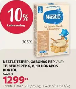 Rossmann Nestlé tejpép, gabonás pép, tejberizspép 6, 8, 10 hónapos kortól ajánlat