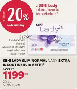 Rossmann Seni Lady Slim normal, extra inkontinencia betét ajánlat