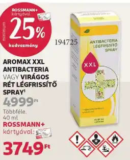 Rossmann Aromax XXL antibacteria, virágos rét légfrissítő spray ajánlat