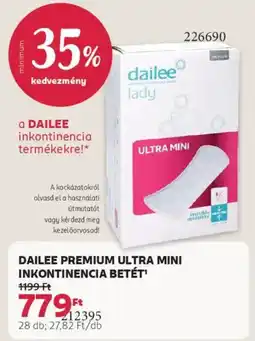 Rossmann Dailee Premium Ultra Mini inkontinencia betét ajánlat
