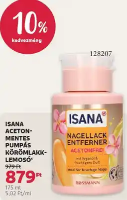 Rossmann Isana Aceton-mentes pumpás körömlakk-lemosó ajánlat