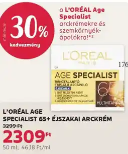 Rossmann L'Oréal Age Specialist 65+ éjszakai arckrém ajánlat