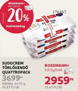 Rossmann Sudocrem törlőkendő quattropack ajánlat