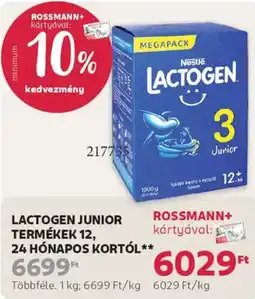 Rossmann Lactogen junior termékek 12, 24 hónapos kortól ajánlat