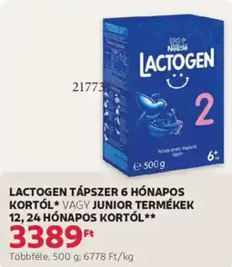 Rossmann Lactogen tápszer 6 hónapos kortól, junior termékek 12, 24 hónapos kortól ajánlat