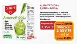 Pingvin Patika Dr.Herz Almaecet por + biotin + folsav ajánlat