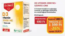 Pingvin Patika Dr. Herz D3-vitamin 2000 NE+ szerves cink ajánlat