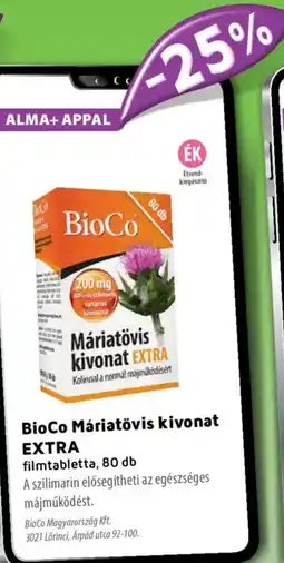 Alma Gyógyszertárak BioCo Máriatövis kivonat EXTRA filmtabletta ajánlat