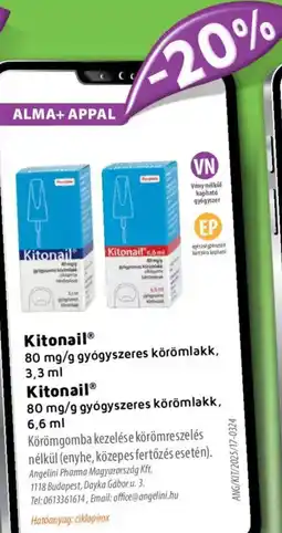 Alma Gyógyszertárak Kitonail gyógyszeres körömlakk ajánlat