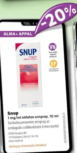 Alma Gyógyszertárak Snup oldatos orrspray ajánlat