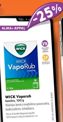 Alma Gyógyszertárak WICK Vaporub kenőcs ajánlat