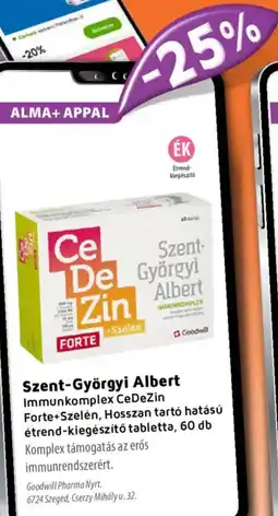 Alma Gyógyszertárak Szent-Györgyi Albert Immunkomplex CeDeZin Forte+Szelén, Hosszan tartó hatású étrend-kiegészítő tabletta ajánlat