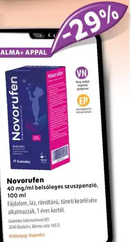 Alma Gyógyszertárak Novorufen belsőleges szuszpenzió ajánlat