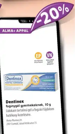 Alma Gyógyszertárak Dentinox fogínygél gyermekeknek ajánlat