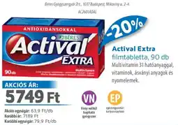 Alma Gyógyszertárak Actival Extra filmtabletta ajánlat