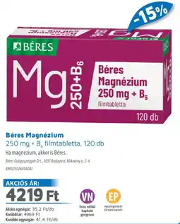 Alma Gyógyszertárak Béres Magnézium filmtabletta ajánlat