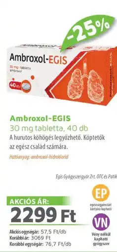 Alma Gyógyszertárak Ambroxol-EGIS tabletta ajánlat