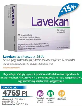 Alma Gyógyszertárak Lavekan lágy kapszula ajánlat