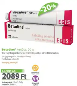 Alma Gyógyszertárak Betadine kenőcs ajánlat
