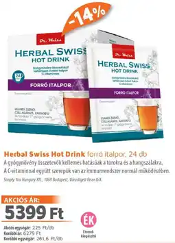 Alma Gyógyszertárak Herbal Swiss Hot Drink forró italpor ajánlat