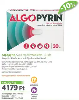 Alma Gyógyszertárak Algopyrin filmtabletta ajánlat
