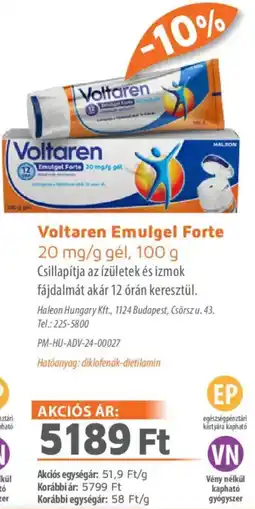 Alma Gyógyszertárak Voltaren Emulgel Forte gél ajánlat