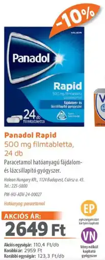 Alma Gyógyszertárak Panadol Rapid filmtabletta ajánlat