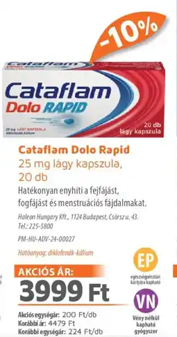 Alma Gyógyszertárak Cataflam Dolo Rapid lágy kapszula ajánlat