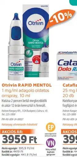 Alma Gyógyszertárak Otrivin RAPID MENTOL adagoló oldatos orrspray ajánlat