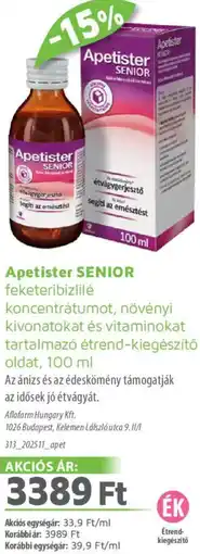 Alma Gyógyszertárak Apetister SENIOR ajánlat