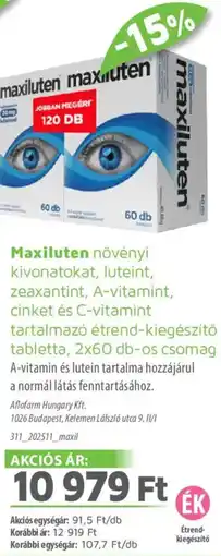 Alma Gyógyszertárak Maxiluten növényi kivonatokat ajánlat