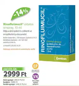 Alma Gyógyszertárak Rinofluimucil oldatos orrspray ajánlat