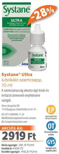 Alma Gyógyszertárak Systane Ultra lubrikáló szemcsepp ajánlat