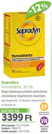 Alma Gyógyszertárak Supradyn filmtabletta ajánlat